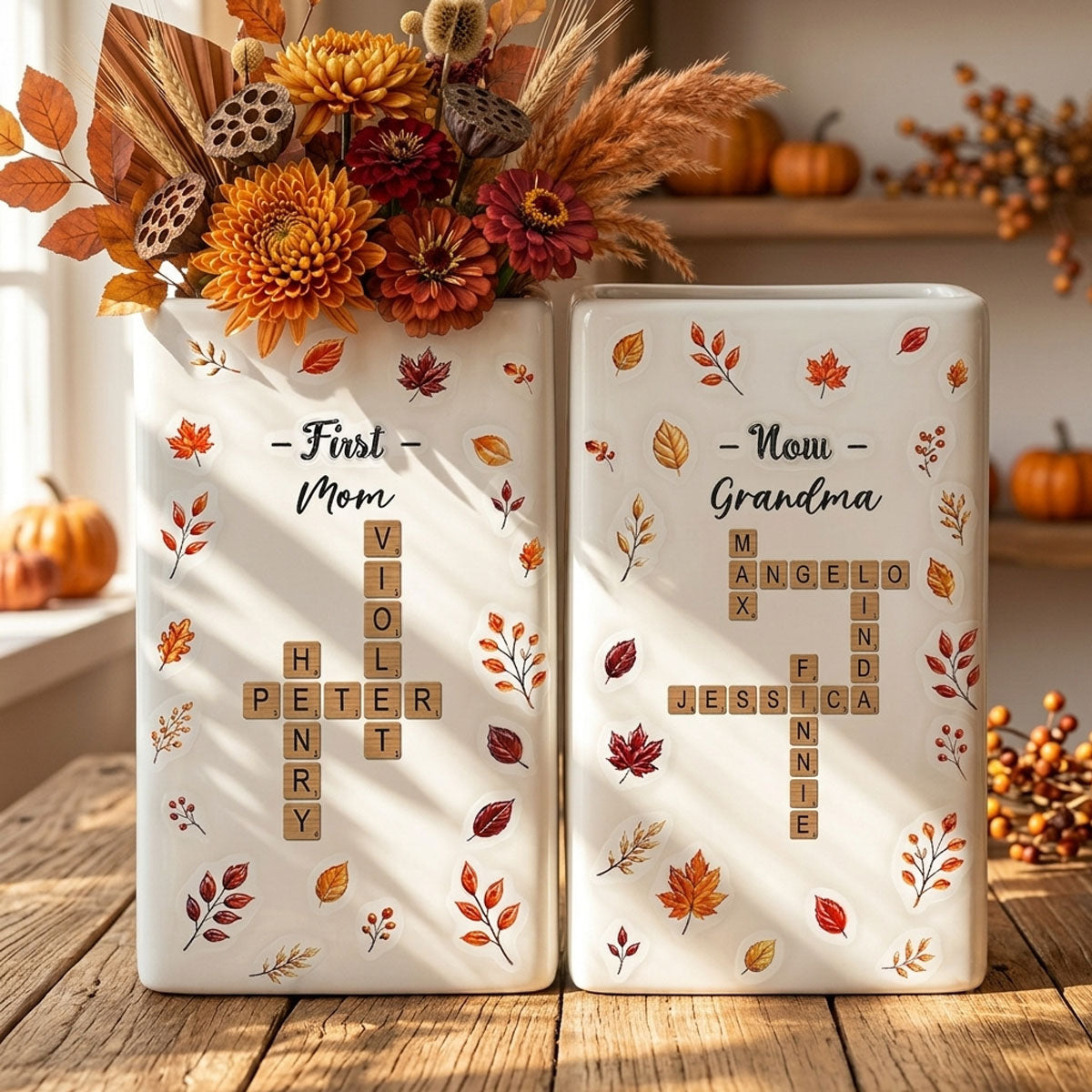 First Mom Now Nana Flower - Personalized Ceramic Book Vase