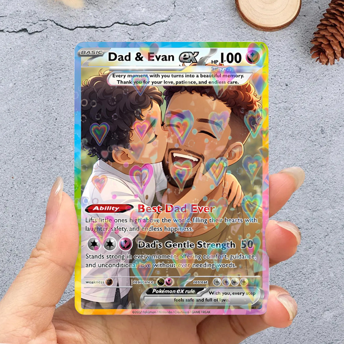 PKM father's Day Card | Custom Photo Art Card | Best Dad Wallet Card | Custom Trading Card Personalized PKM Gift for Dad | Gift From Kids | New Dad Gift