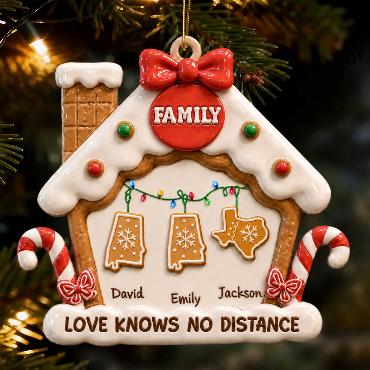 Always Together, No Matter Where - Real 3D Raised Ornament - Personalized Christmas Birthday Gifts