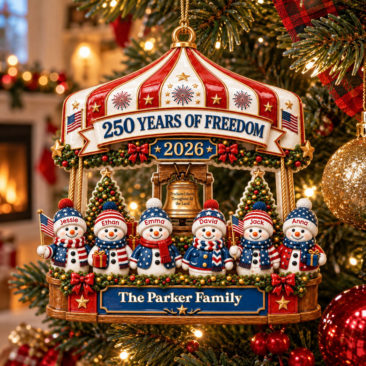 Family Christmas Carousel 250th - Real 3D Raised Ornament