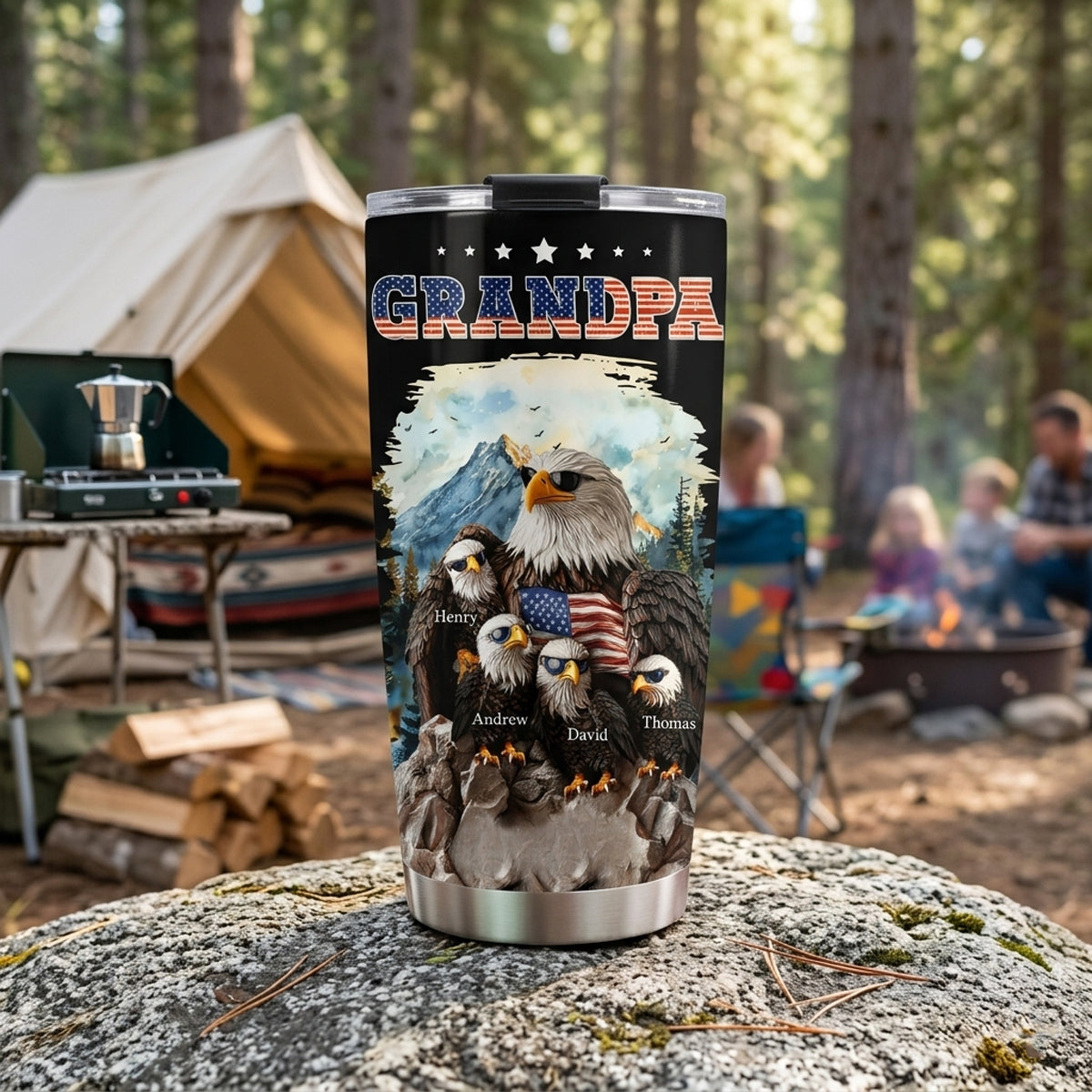 American Eagle Papa - Personalized Tumbler - Gift For Papa, Father, 4th Of July Gift, 250th American Birthday Drinkware