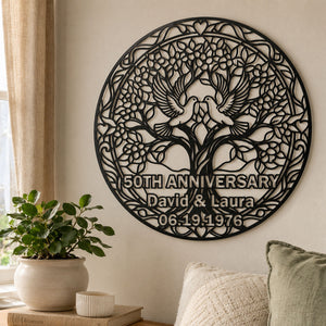 Tree of Love Golden Anniversary - Custom Wedding Anniversary Metal Wall Art
