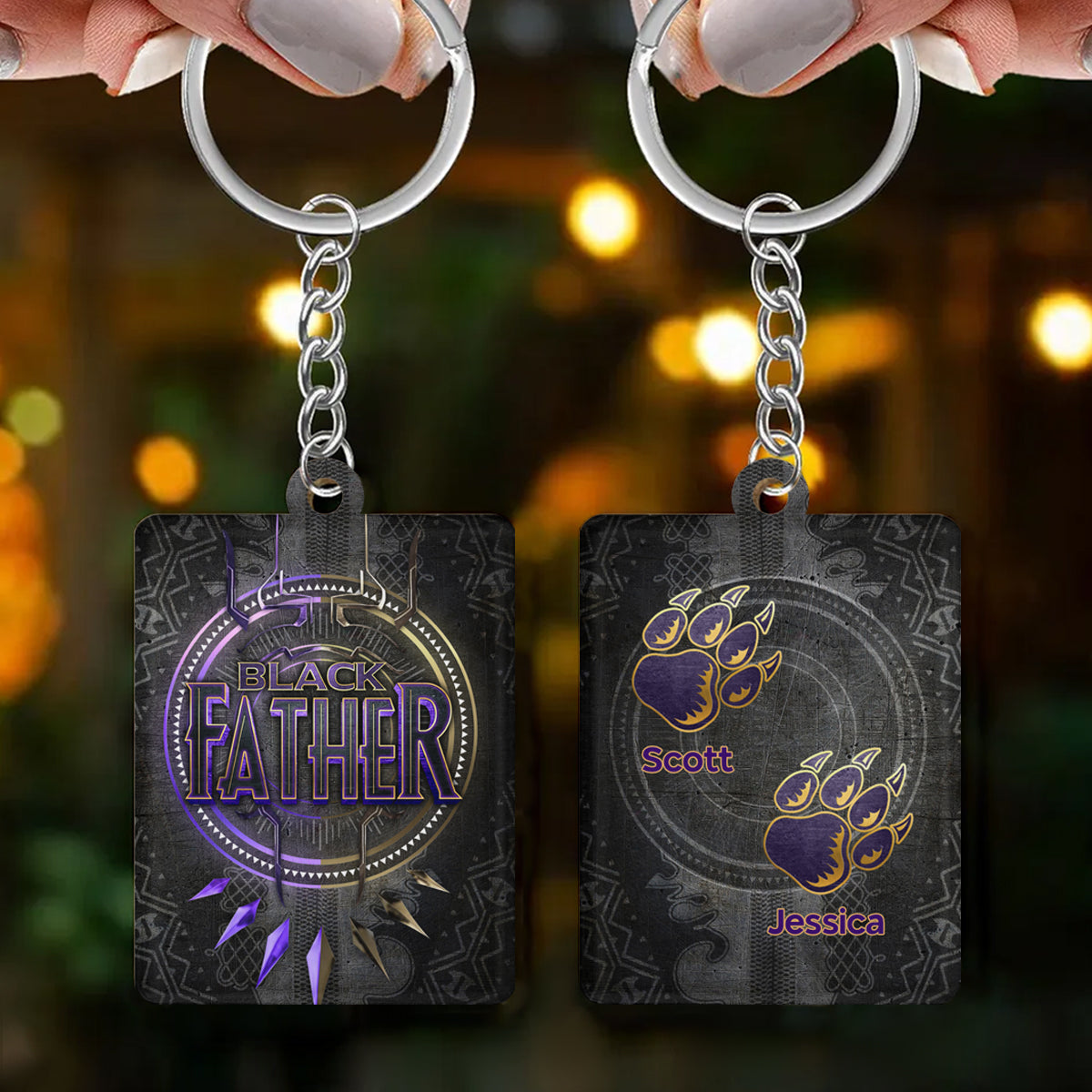 Panther Black Father - Personalized Acrylic Keychain - Gift For Father