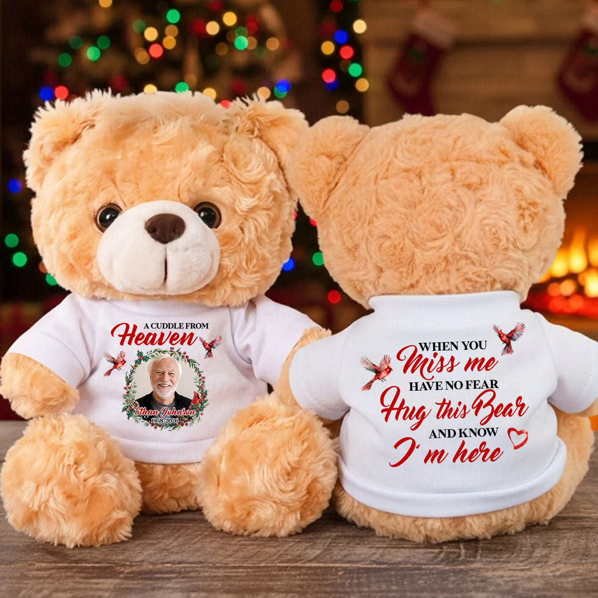 Memorial A Cuddle From Heaven - Personalized Memorial Teddy Bear - Memorial Christmas Gifts