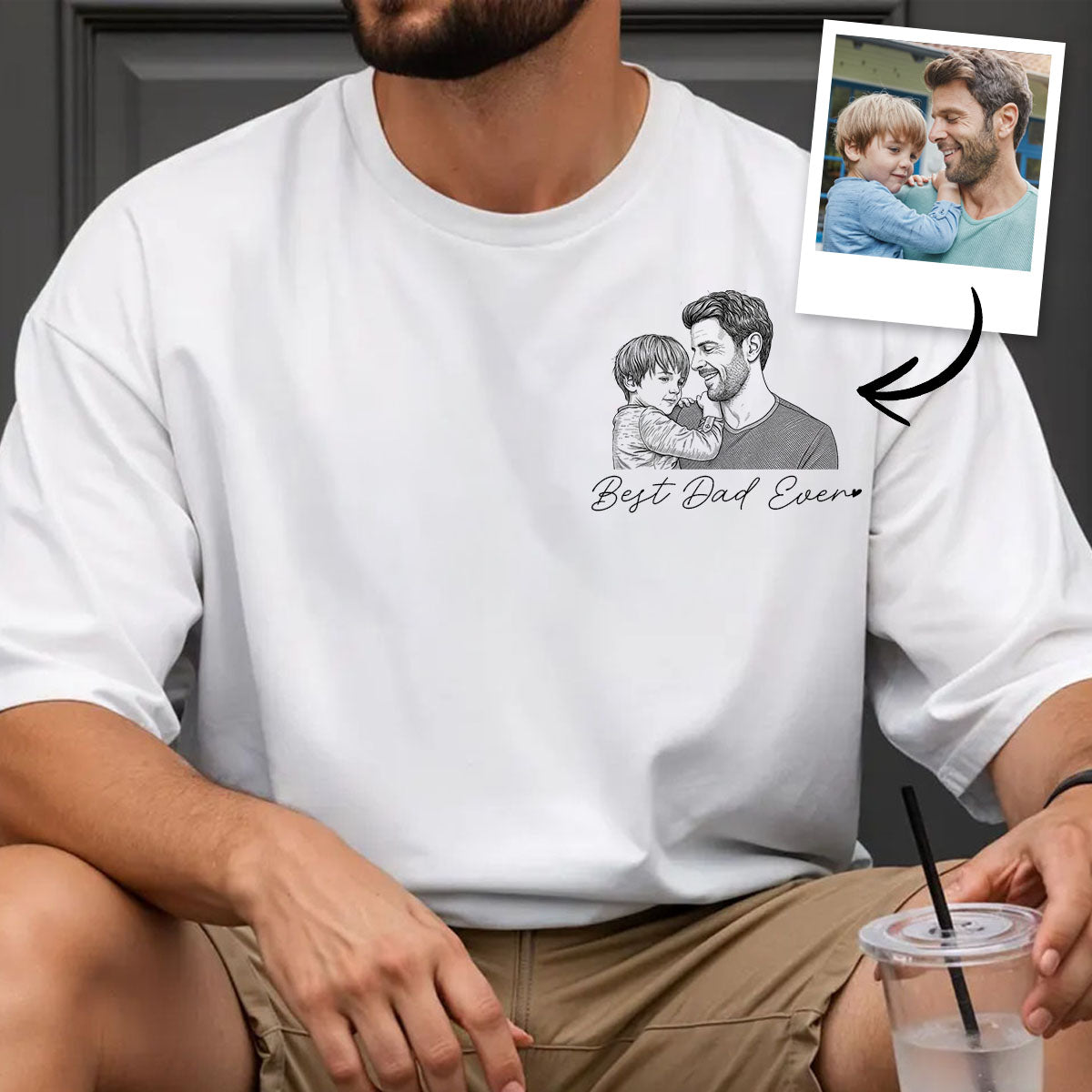 Custom Photo Pencil Sketch Family Dog Cat Portrait - Personalized T Shirt