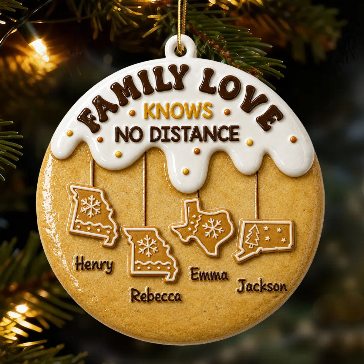 Love Connects Every Mile - Real 3D Raised Ornament - Personalized Christmas Birthday Gifts