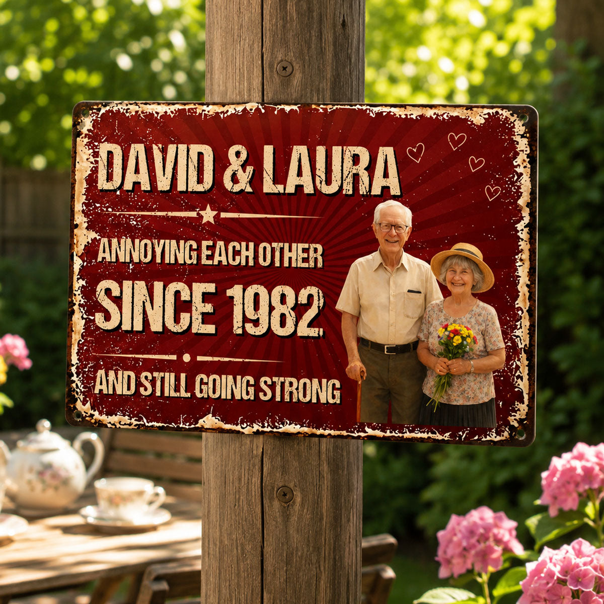 Personalized Couple Metal Sign, Custom Photo Anniversary Gift, Funny Marriage Gift, Rustic Wall Decor for Husband or Wife