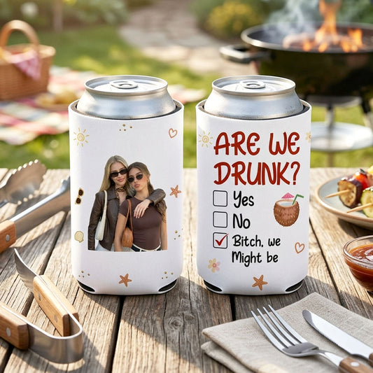 Are We Drunk Upload Photo - Personalized Custom Skinny Can Cooler