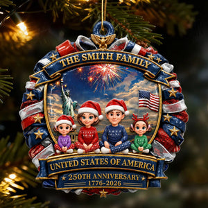 America Family Christmas - Proud Family Ornament - Real 3D Raised Ornament