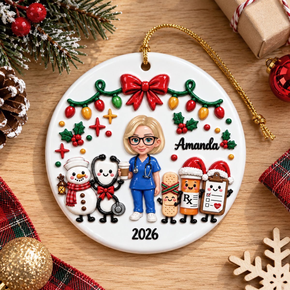Cute Nurse Things - Personalized Real 3D Raised Ornament
