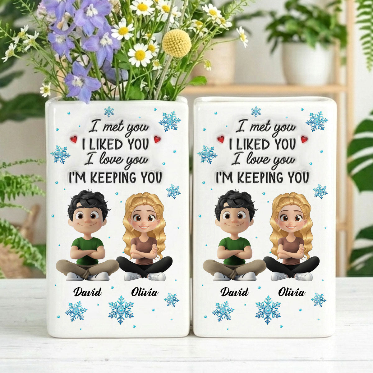 Personalized Anniversary Christmas Wedding Gifts - Personalized Ceramic Book Vase