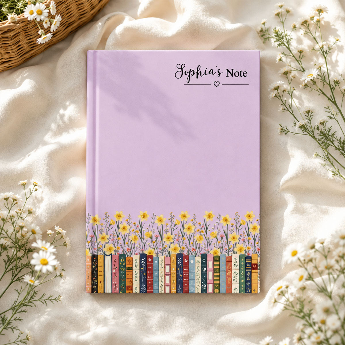 Custom Name & Birthflower For Book Lovers - Personalized Hardcover Notebook