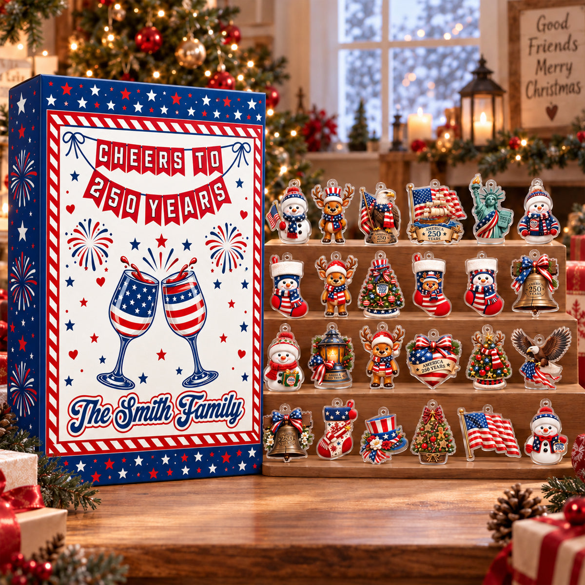 Freedom 250th Year Calendar 2026 - 24 Day Spirits Countdown, Acrylic Charms Blind Box - Gift For Family