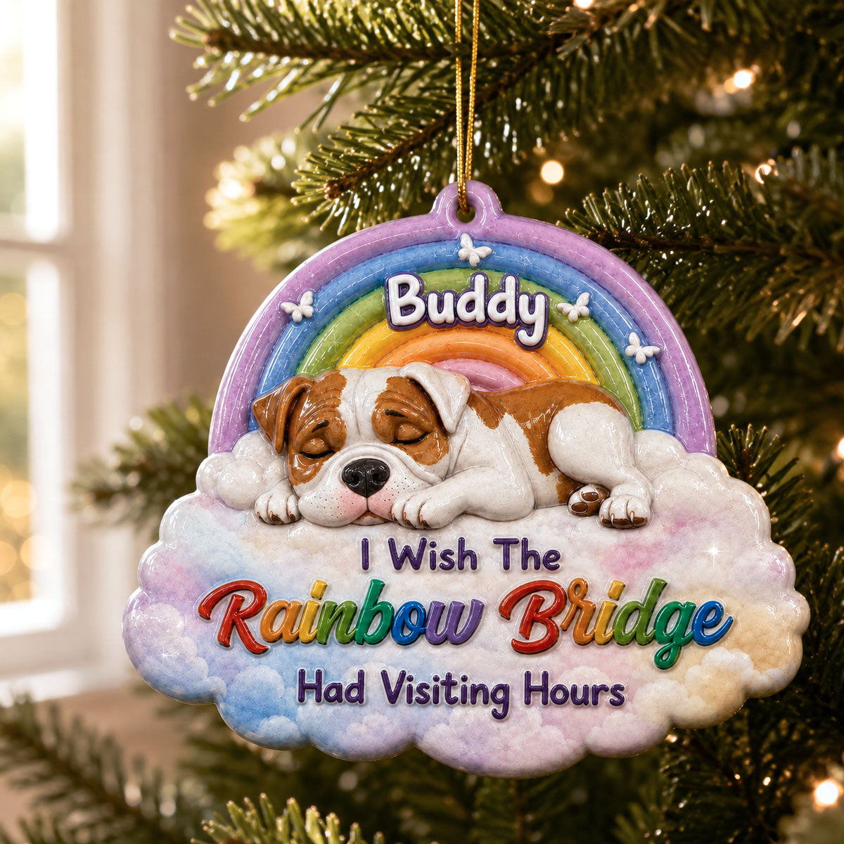 Custom Rainbow Bridge Dog Loss - Real 3D Raised Ornament