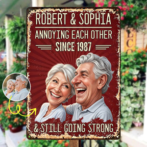 Custom Photo Caricature Vintage Annoying Each Other - Metal Sign