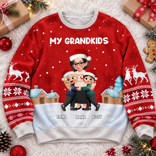 My Grandkids - Personalized All Over Print Sweatshirt - Christmas Gift For Mom, Grandma