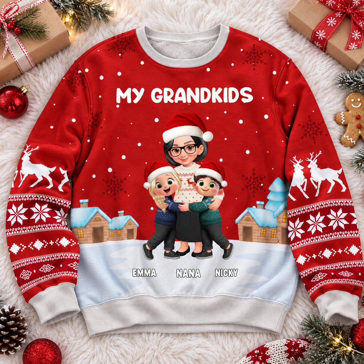 My Grandkids - Personalized All Over Print Sweatshirt - Christmas Gift For Mom, Grandma