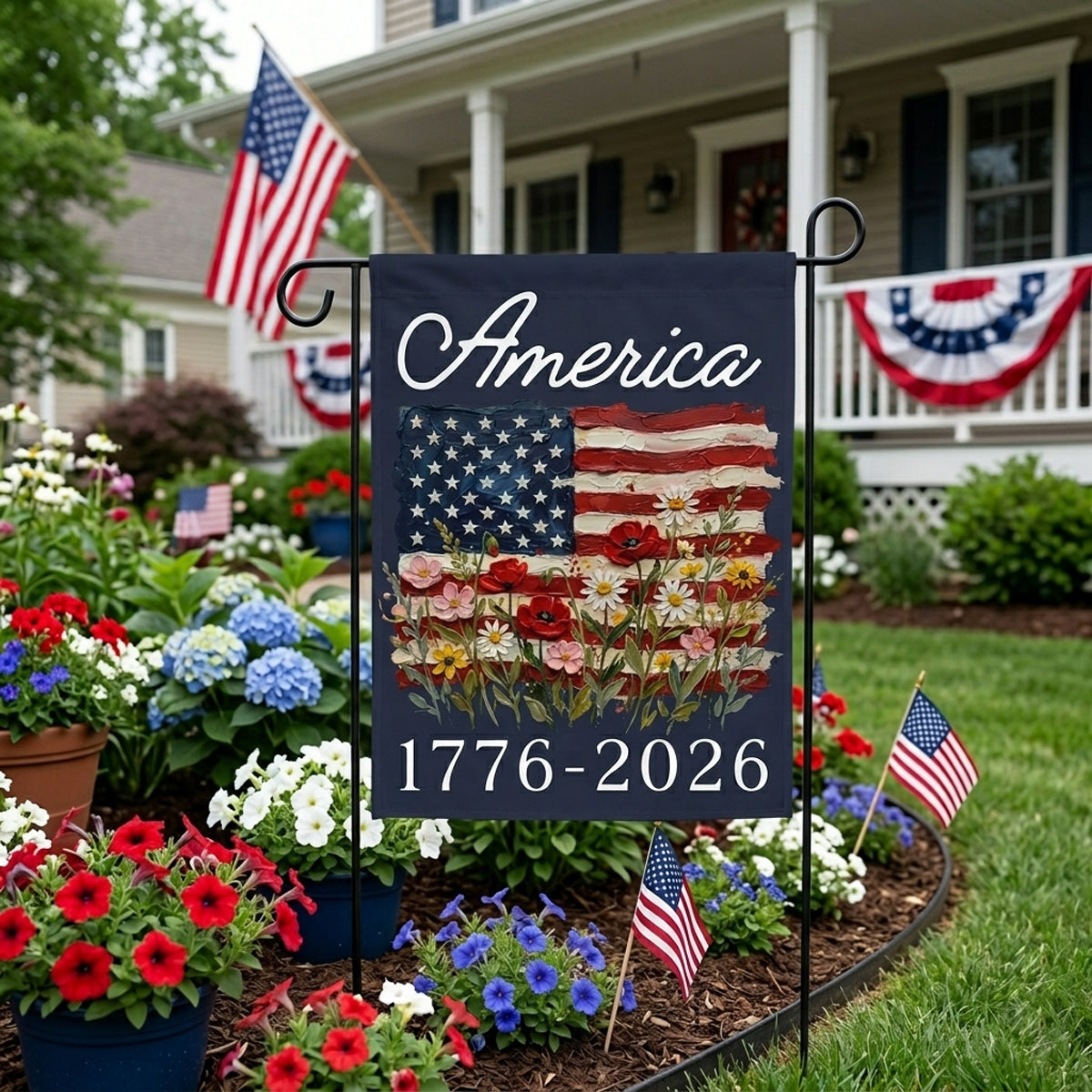 USA 250th Anniversary Garden Flag: 1776-2026 Patriotic Outdoor Decor