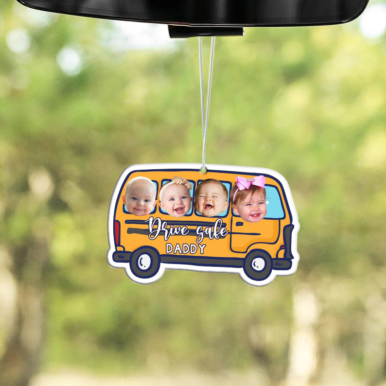 Fathers Day Gifts, Hanging Car Baby Photo Face Custom Air Freshener, Car Accessories, Personalized Drive Safe Daddy Gift For Dad, Papa Gifts
