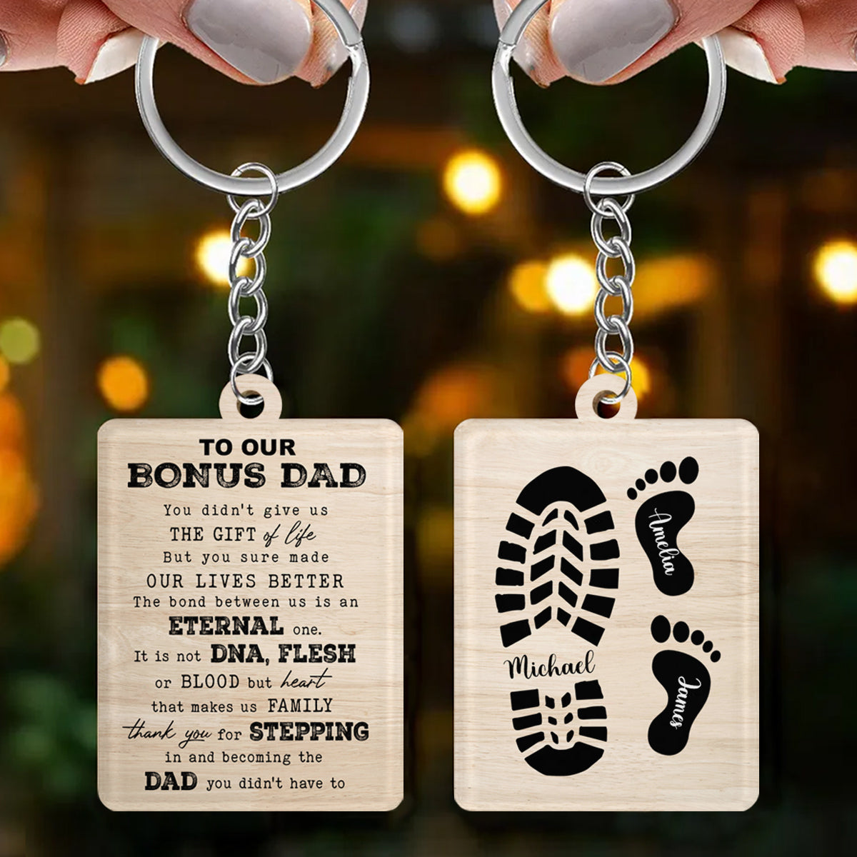 To My Bonus Dad - Personalized Acrylic Keychain - Gift For Father, Step Dad
