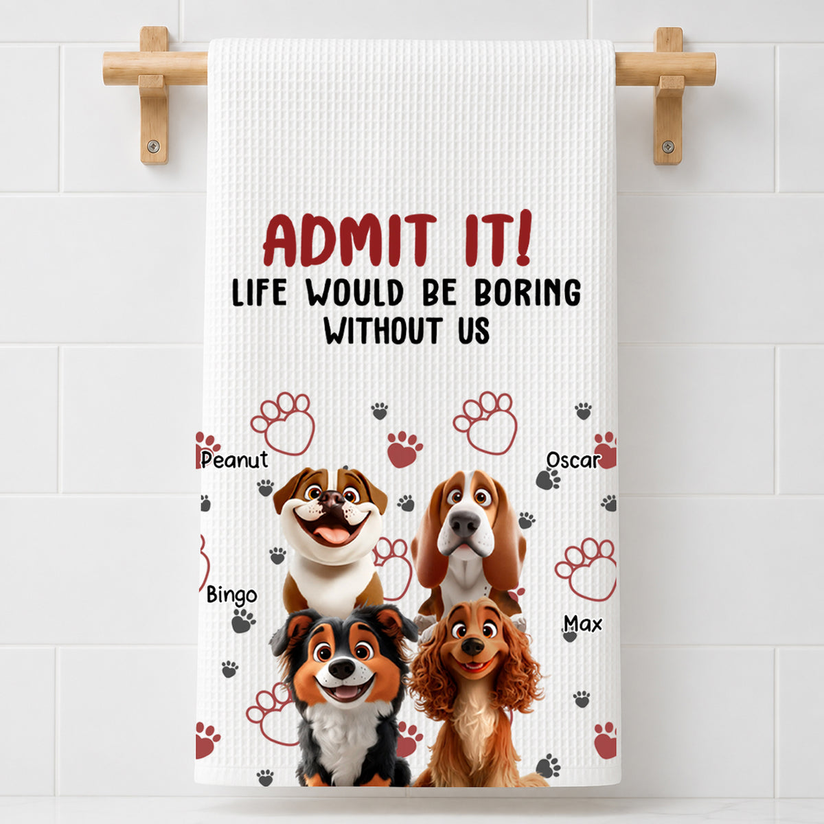 Admit It Mom Dad - Personalized Name Waffle Weave Kitchen Towel, Housewarming Gift
