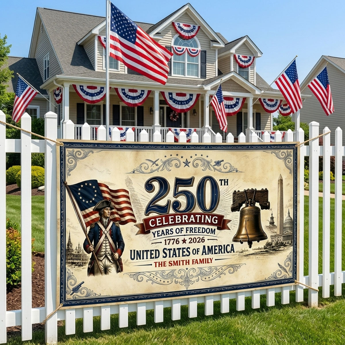 250th Celebrating Years of Freedom 1776-2026 - Polyester Outdoor Banner