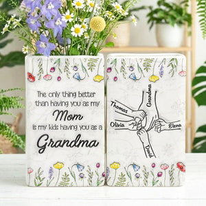 My Kids Having You As Grandma - Personalized Ceramic Book Vase