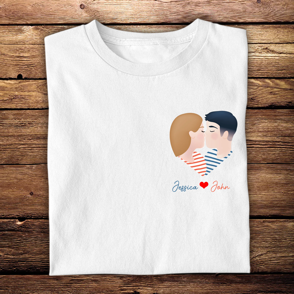 Heart Kiss Couple - Personalized Apparel - Gift For Couple