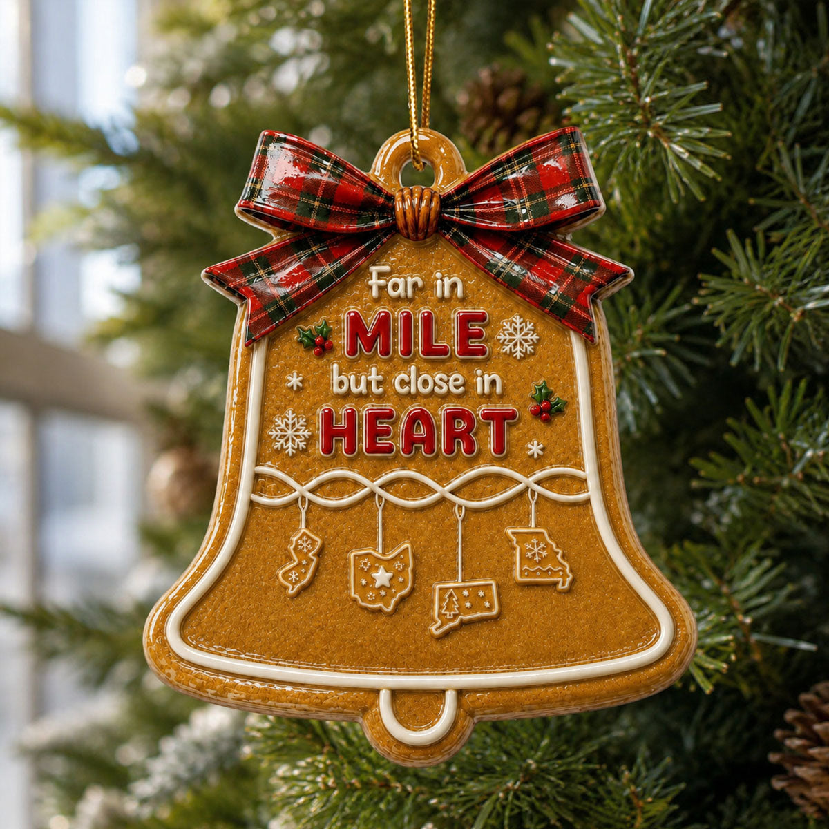 Love Erases The Long Distance - Real 3D Raised Ornament - Personalized Christmas Gifts