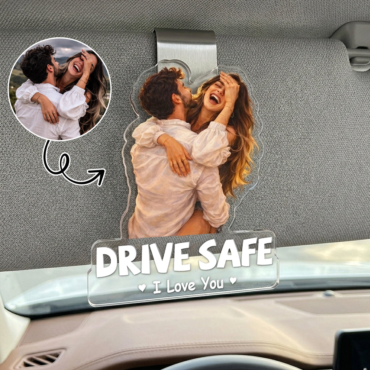I Love You Handsome Beautiful - Personalized Custom Acrylic Car Visor Clip