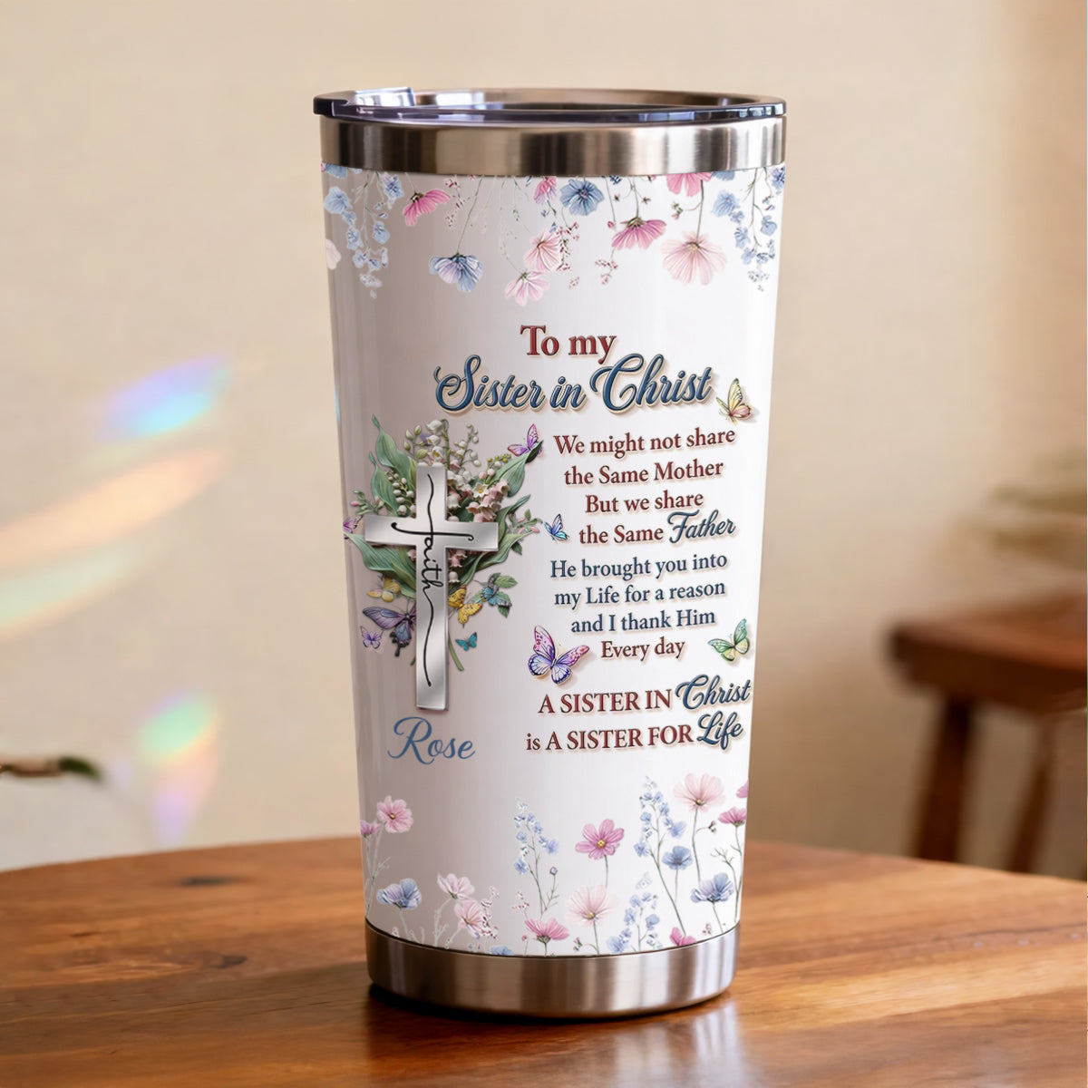 To My Sister In Christ, Personalized Tumbler, Gift For Soul Sister, Christian Gift