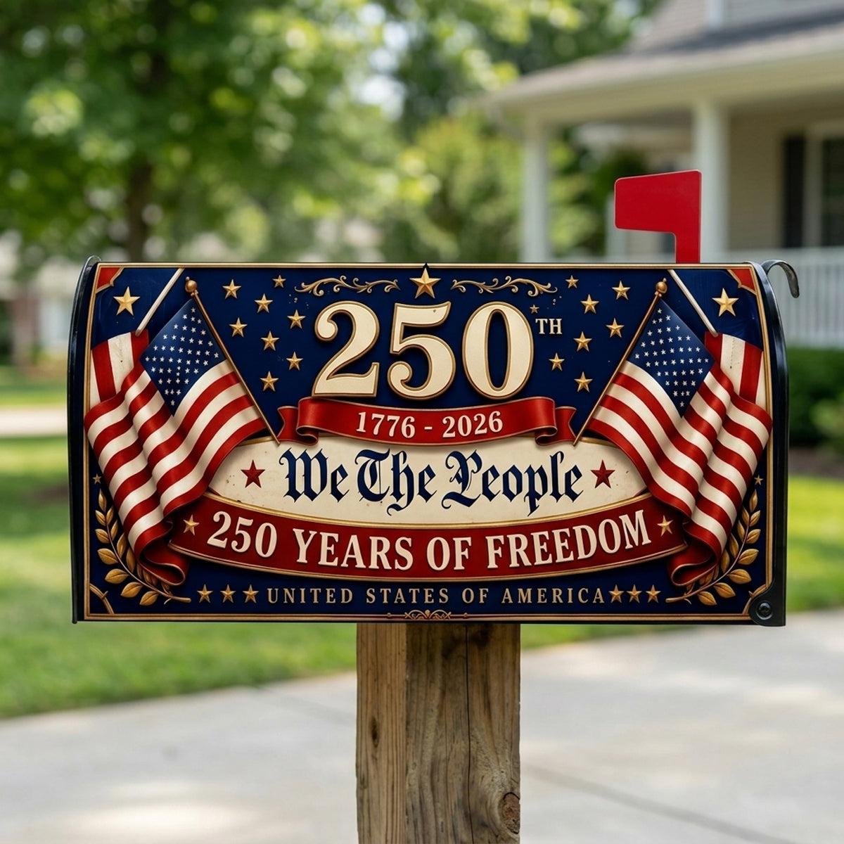 Patriotic Mailbox Cover, 250th America Anniversary Decor, We The People Yard Sign, July 4th Gift 2026, USA Freedom Outdoor Gift for Home