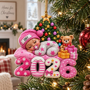 First Christmas Baby Sleeping Gift For New Mom, Baby - Personalized Custom Shaped Acrylic Ornament