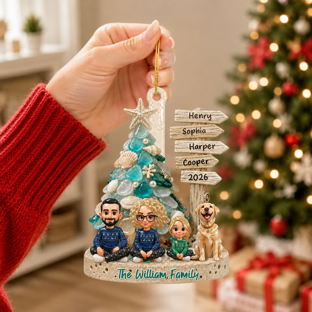 Coastal Vibe Christmas Gift - Family Ornament - Real 3D Raised Ornament