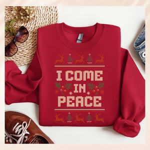 Matching Couples Ugly Christmas Sweater, Ugly Adult Humor Holiday Sweater, I Come In Peace Ugly Christmas Sweater, Ugly Christmas Party