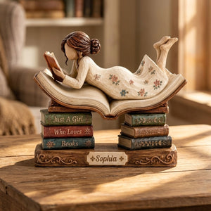 Just A Girl Who Loves Books - Personalized Wooden Block For Reading Lovers