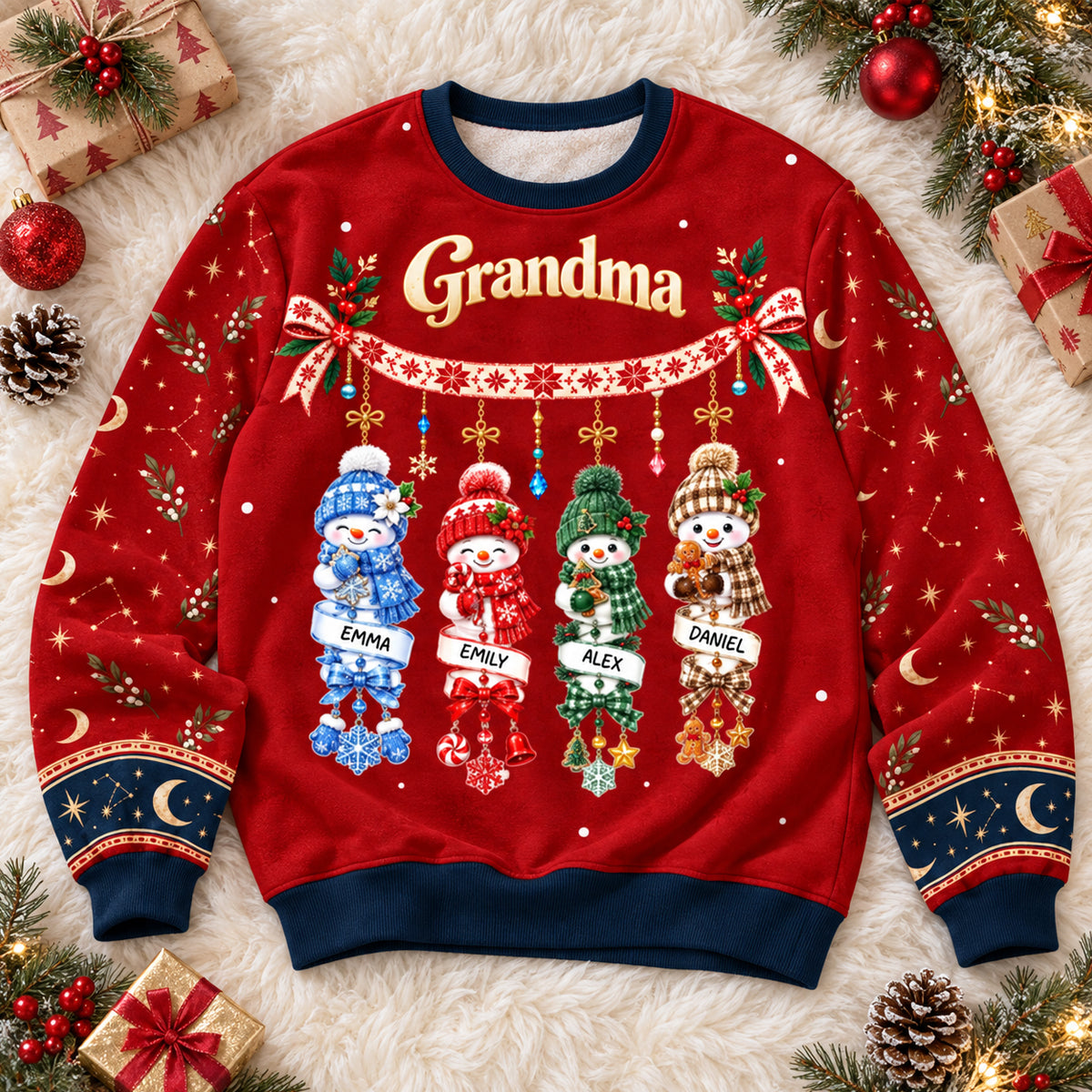 Grandmas Little Snowmen Christmas - Personalized All-Over-Print Sweatshirt - Christmas Gift For Grandma