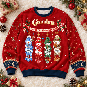 Grandmas Little Snowmen Christmas - Personalized All-Over-Print Sweatshirt - Christmas Gift For Grandma