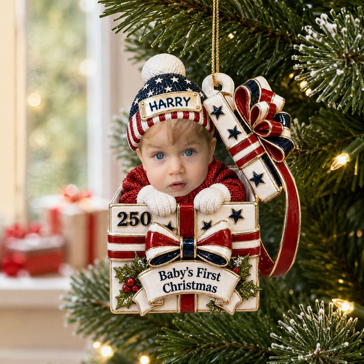 Baby Christmas Gift Box - Real 3D Raised Ornament
