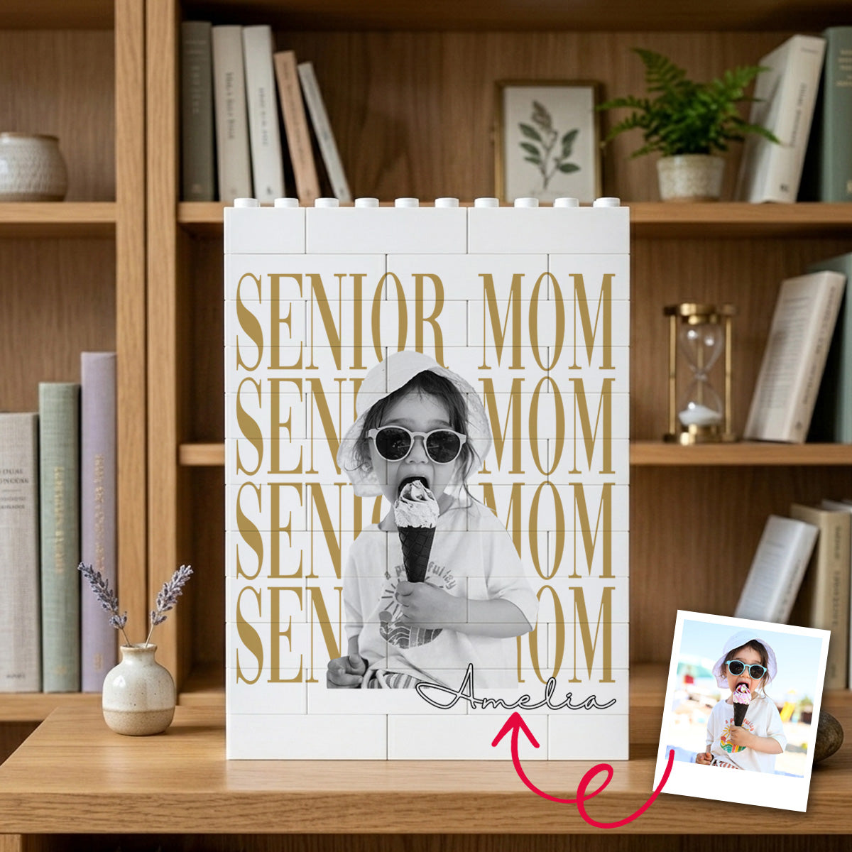 Senior Mom Custom Photo - Personalized Brick Block
