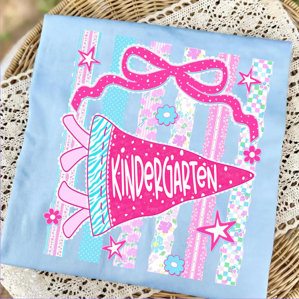 Retro Striped Floral Pennant Flag School Grade Coquette Png Bundle, Pre-K to 4th Grade - Back To School T-shirt