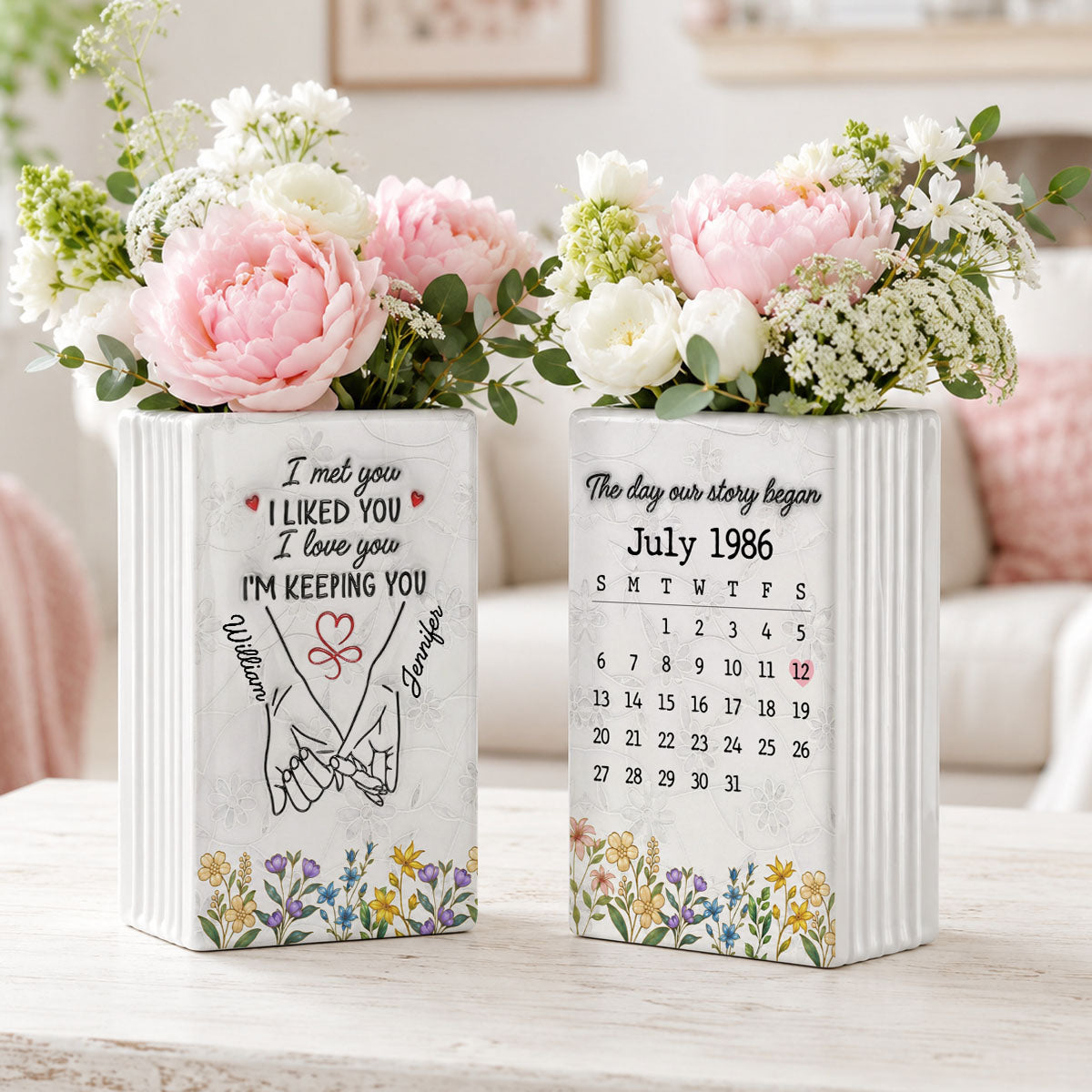 I Met You I Liked You I Love You - Personalized Ceramic Book Vase