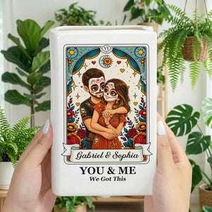 Custom Photo Semi Realistic Portrait You & Me We Got This - Ceramic Book Flower Vase