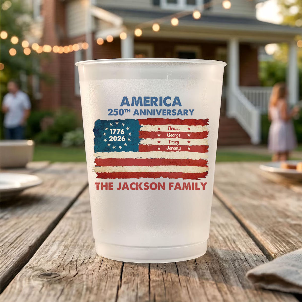 USA 250th Anniversary Frosted Plastic Cups, Patriotic 4th of July Party Supplies, America's 250th Birthday Decorations, Gifts For Mom, Dad, Brother, Sister, Kids