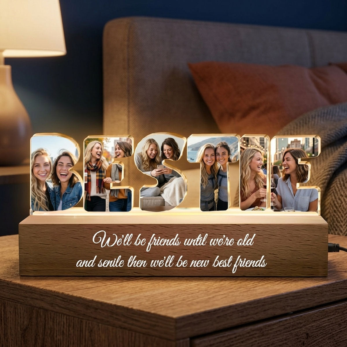 Custom Friendship Photo Collage - Personalized Photo LED Night Light