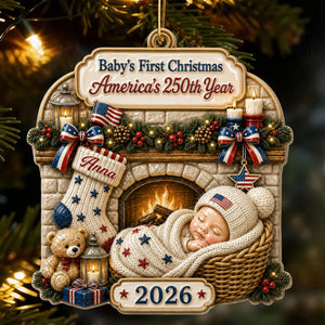 Tiny Star Personalized America 250th Anniversary New Born Ornament - Real 3D Raised Ornament