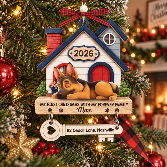 My First Christmas In My Forever Home - Personalized Wooden Ornament For Dog Cat Lovers, Dog Dad And Mom, Cat Owners