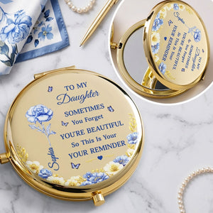 Toile De Jouy Birth Flower Sometimes You Forget You're Beautiful - Personalized Compact Mirror