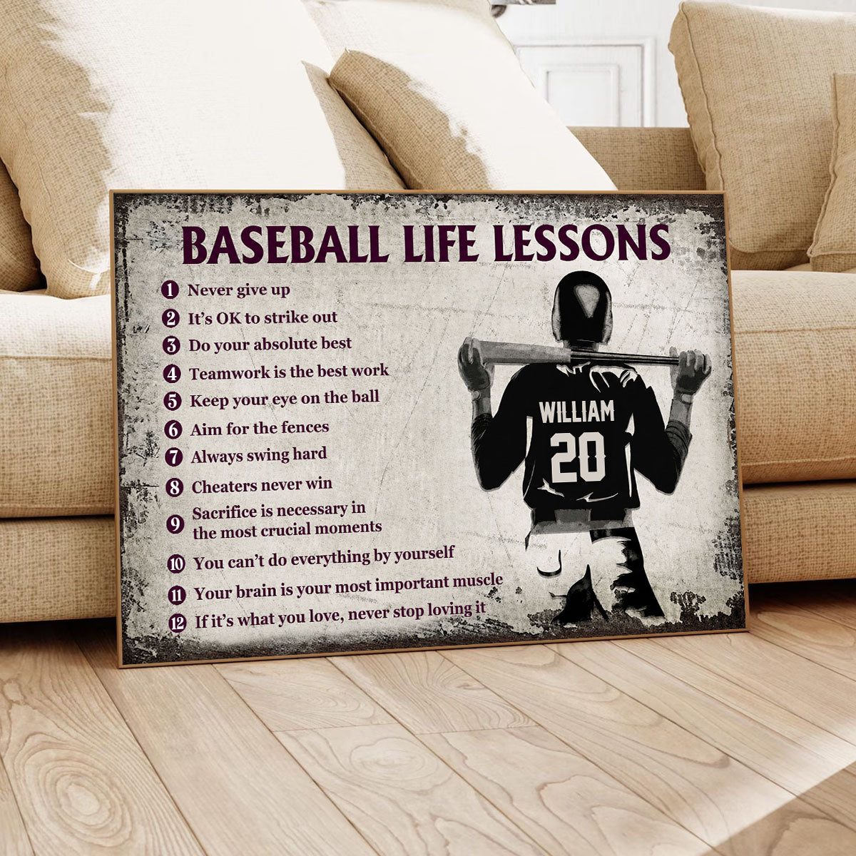 Personalized Baseball Life Lessons Customized Poster