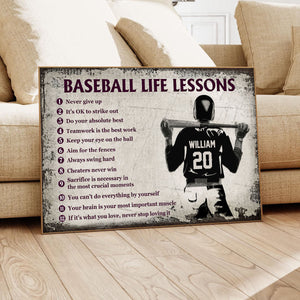 Personalized Baseball Life Lessons Customized Poster